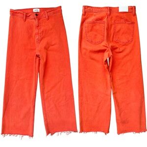 Pistola Penny High Rise Wide Leg Crop Raw Hem Jeans in Blood Orange Size 29
